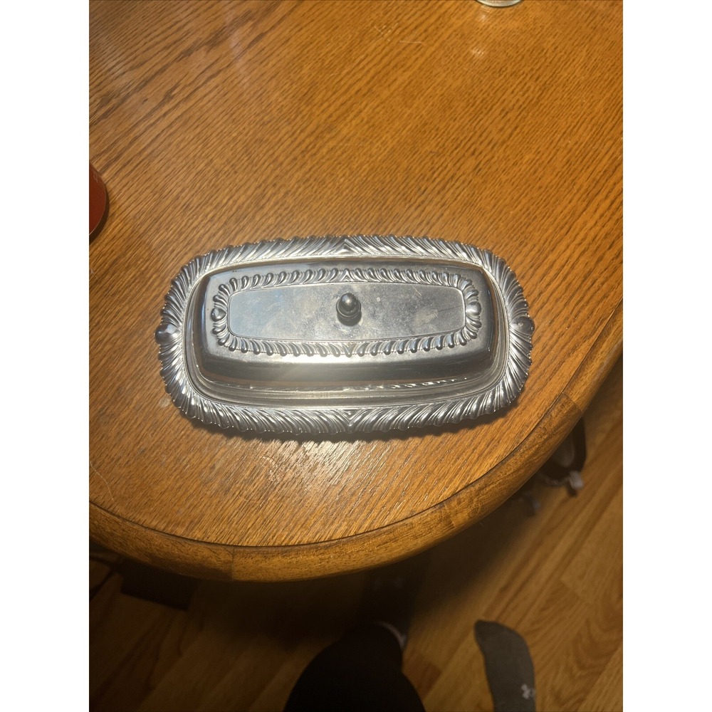 Vintage Irvinware Silver Metal Covered Butter Dish